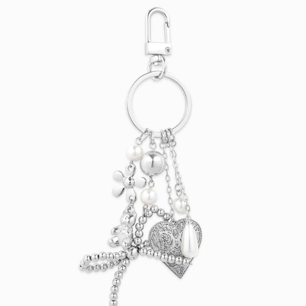 Romantic Whimsy Vintage Heart & Pearl Bag Charm